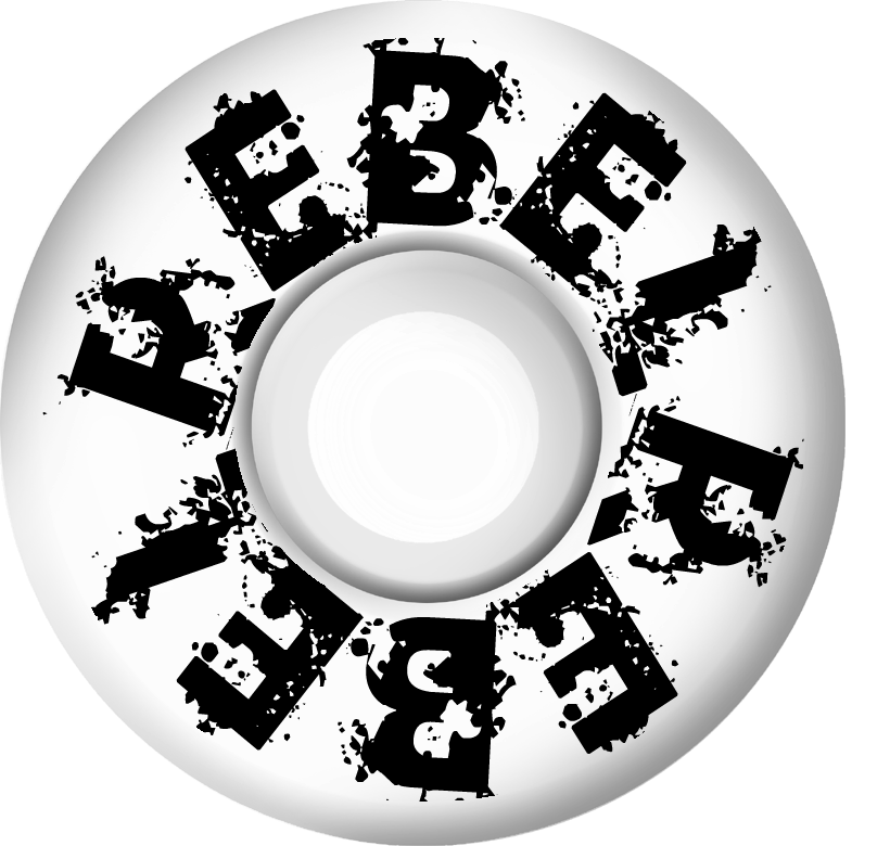 Rebel Skateboard Wheels White and Black Wheels